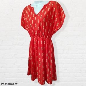 Needle & Thread Coral Swan Print Summer Dress
